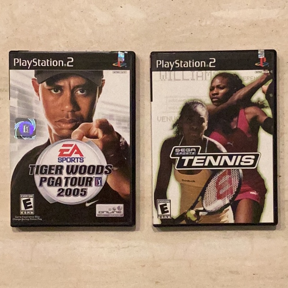 Tiger Woods PGA Tour 2005 Game PlayStation & Sega Sports Tennis PS2 Lot Golf - Picture 1 of 6